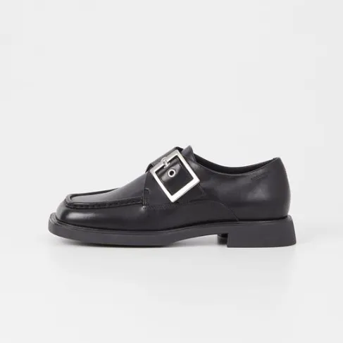 JACLYN Black Buckle Loafers