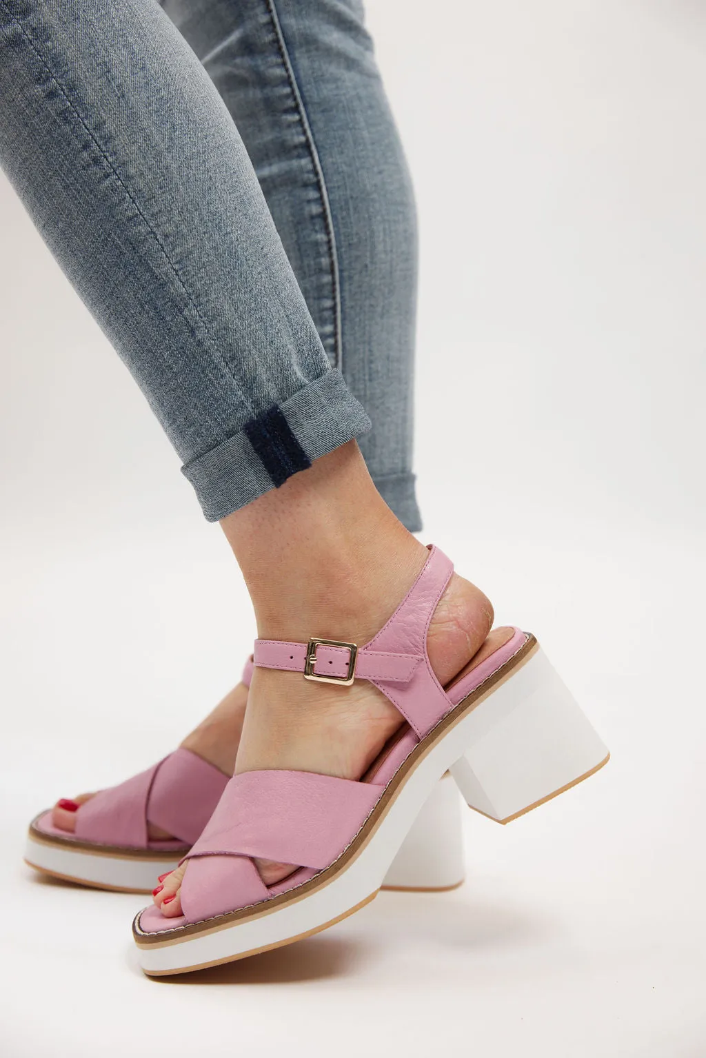 JEMI HEEL - PINK LEATHER