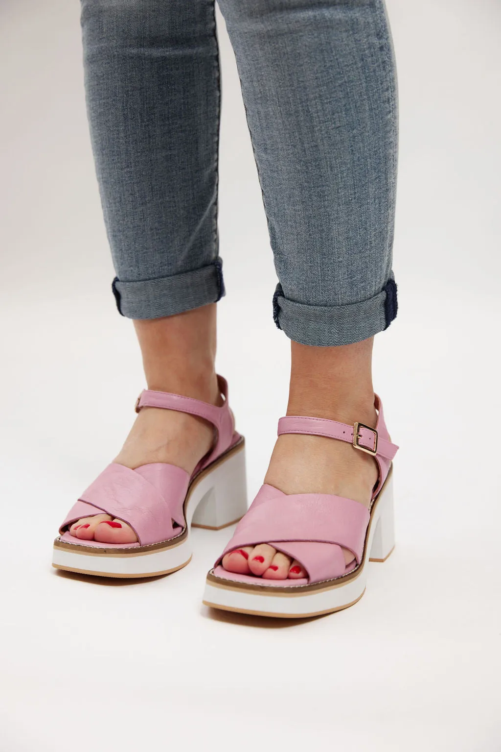 JEMI HEEL - PINK LEATHER