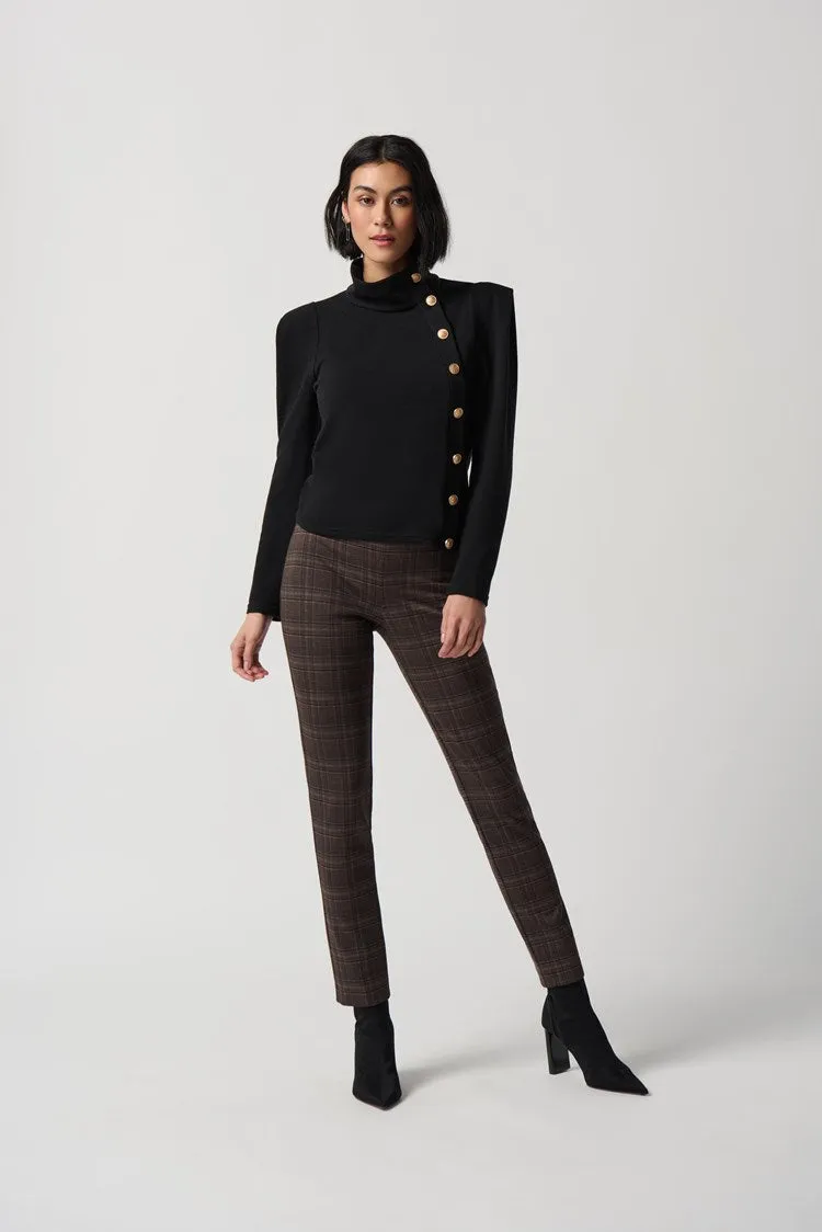 Joseph Ribkoff Heavy Knit Plaid Pull-On Pants