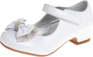 Josmo Girl's Dress Mary Jane Wedding Party Heels Ballerina Flower Shoes, Hook and Loop Buckle (Toddler
