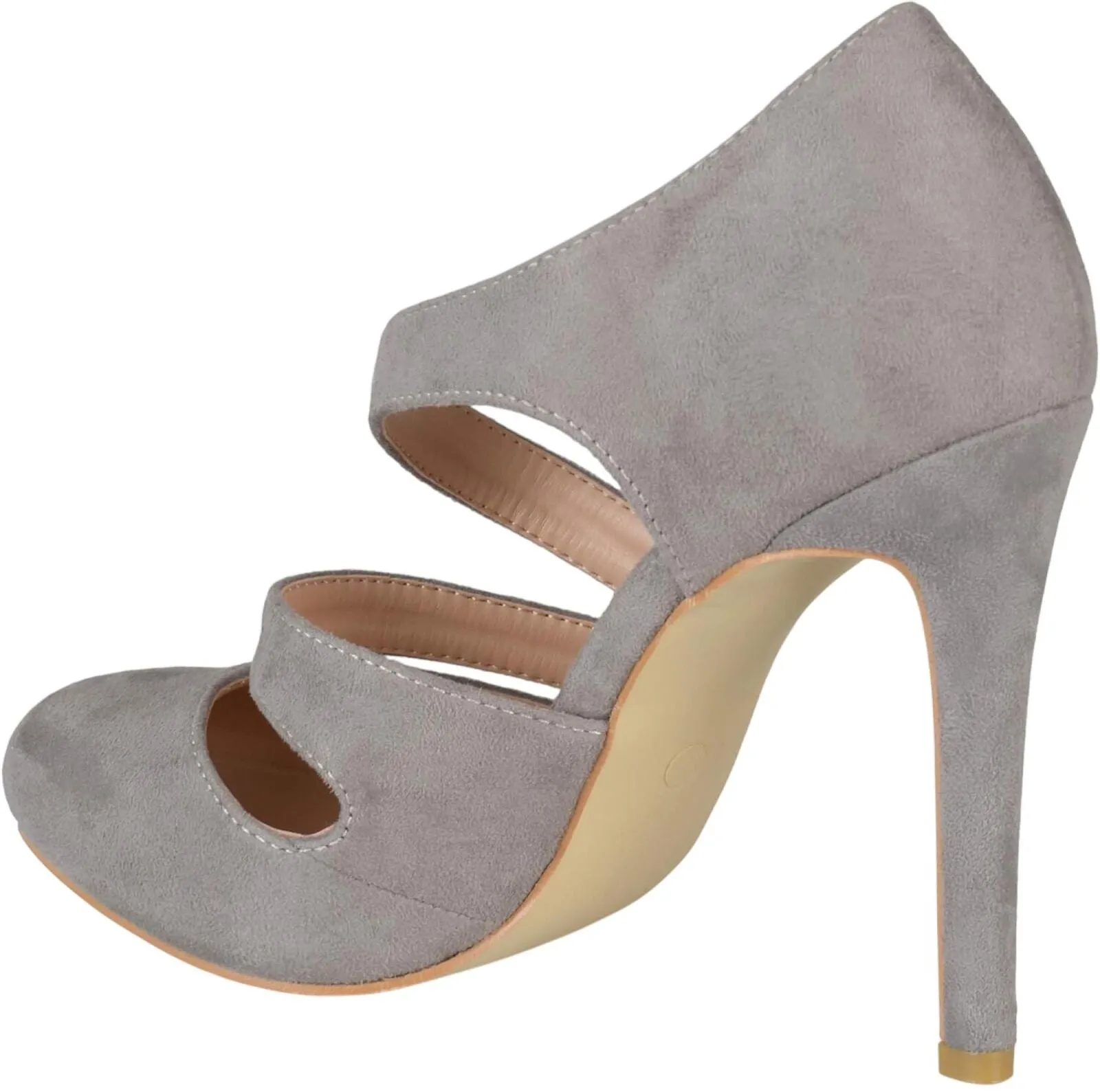 Journee Collection Round Toe Faux Suede Crossover Strap High Heels Gray 8M