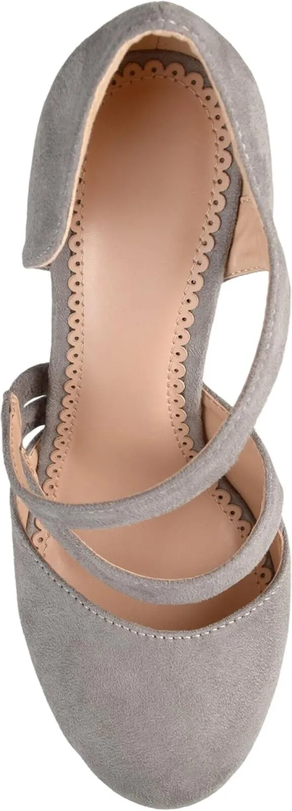 Journee Collection Round Toe Faux Suede Crossover Strap High Heels Gray 8M