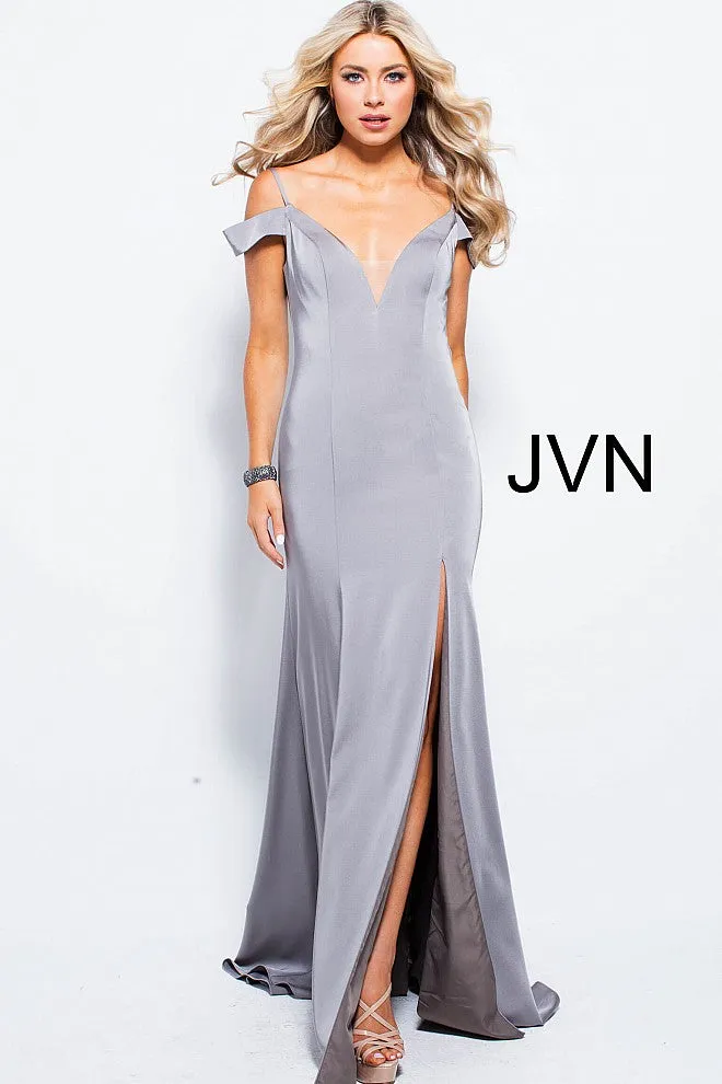 Jovani JVN57297 Size 10 Burgundy off the shoulder prom dress burgundy Slit Evening Gown