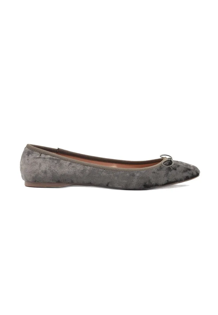 Khaki Velvet Flat Ballerinas