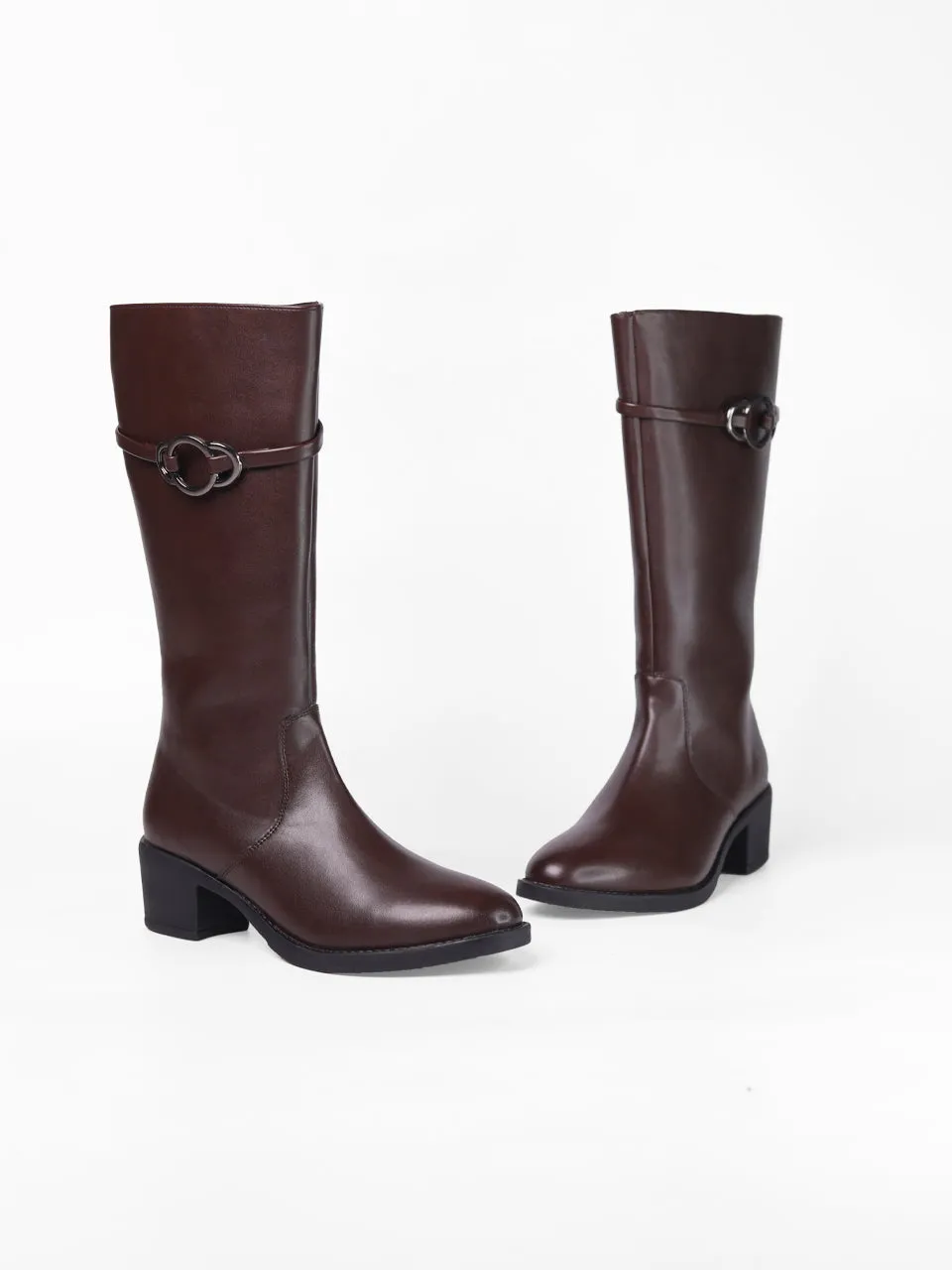 Kinsley Brown Block Boots