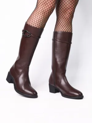 Kinsley Brown Block Boots