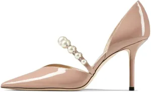 Kluolandi Women's D'Orsay Pumps Closed Toe High Heels Stiletto Pointed Toe Pearl Strap Pumps Dress Wedding Party Shoes