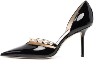 Kluolandi Women's D'Orsay Pumps Closed Toe High Heels Stiletto Pointed Toe Pearl Strap Pumps Dress Wedding Party Shoes