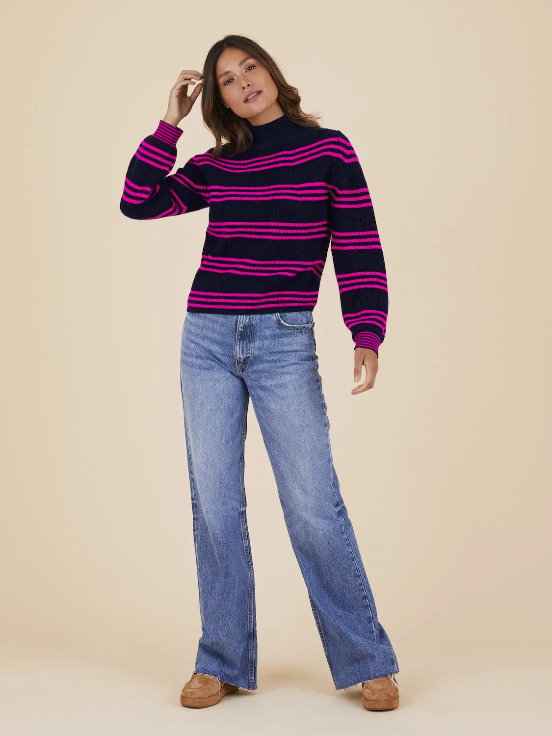 Koko Navy Blue Stripe Cashmere Jumper