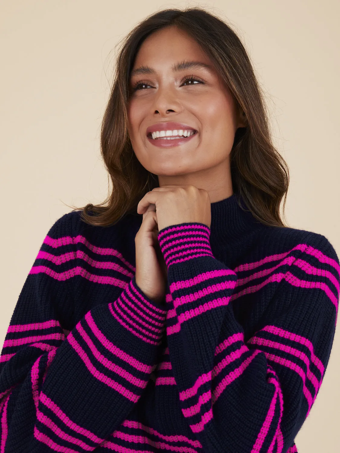 Koko Navy Blue Stripe Cashmere Jumper