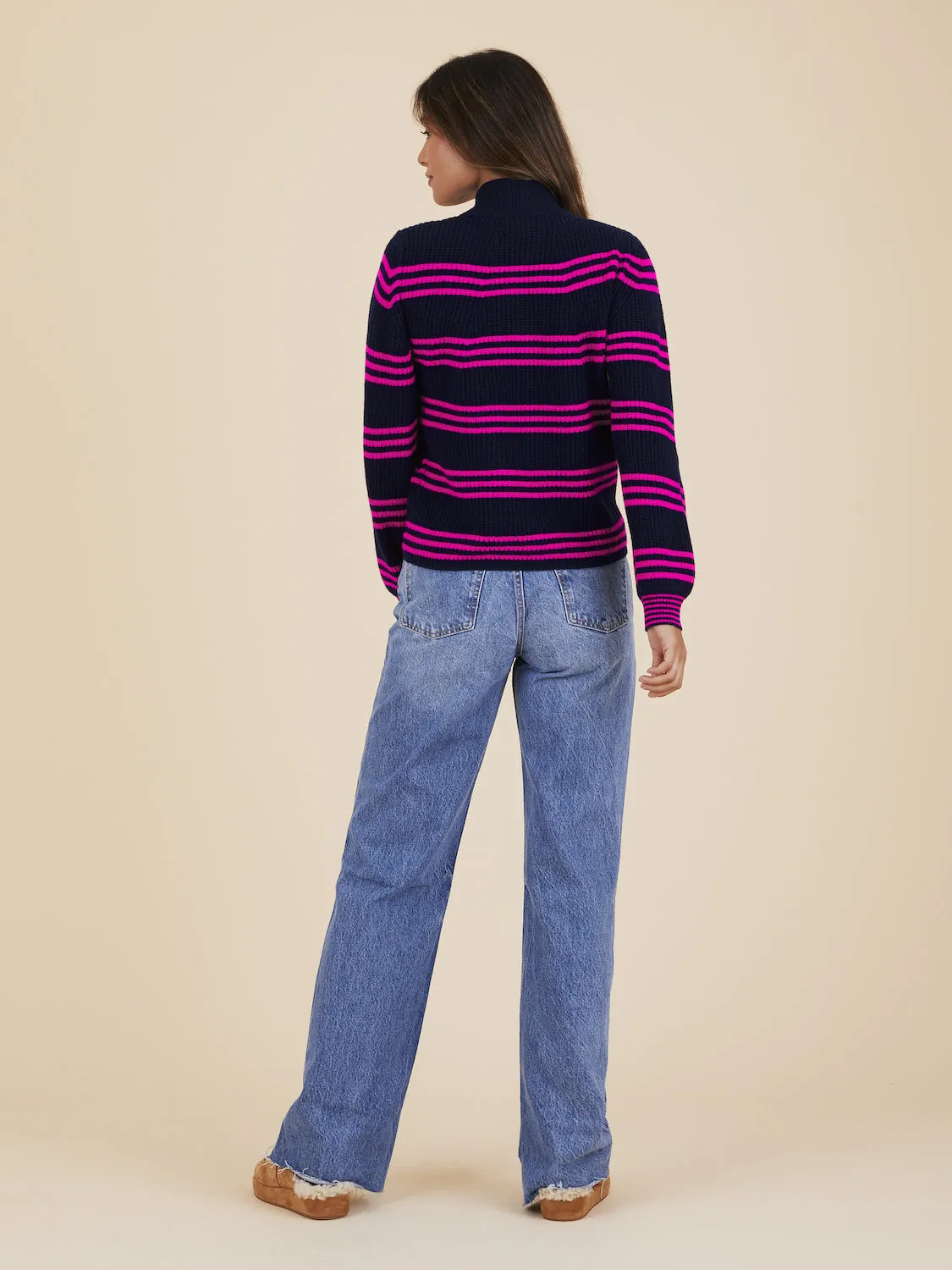 Koko Navy Blue Stripe Cashmere Jumper
