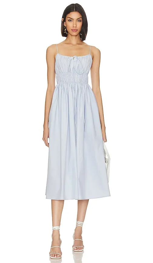 L'Academie Ari Poplin Midi Dress in Baby Blue