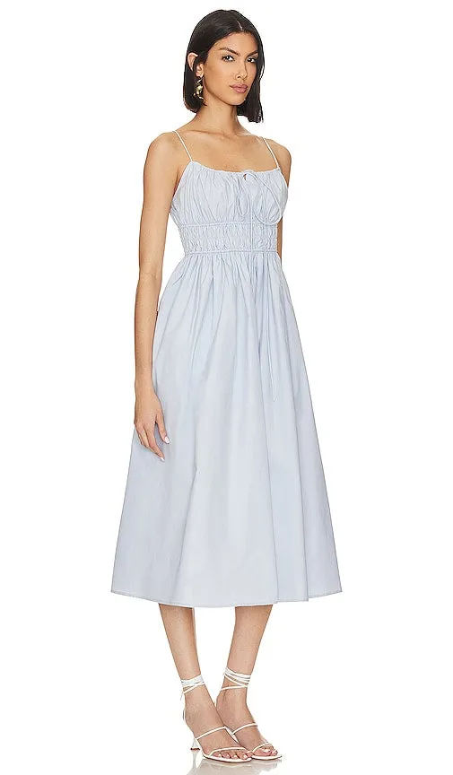 L'Academie Ari Poplin Midi Dress in Baby Blue