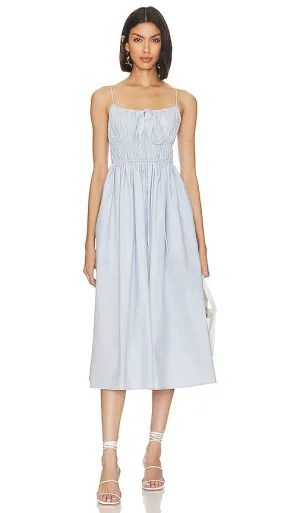 L'Academie Ari Poplin Midi Dress in Baby Blue