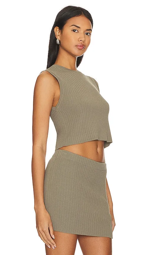 L'Academie Idola Rib Top in Olive