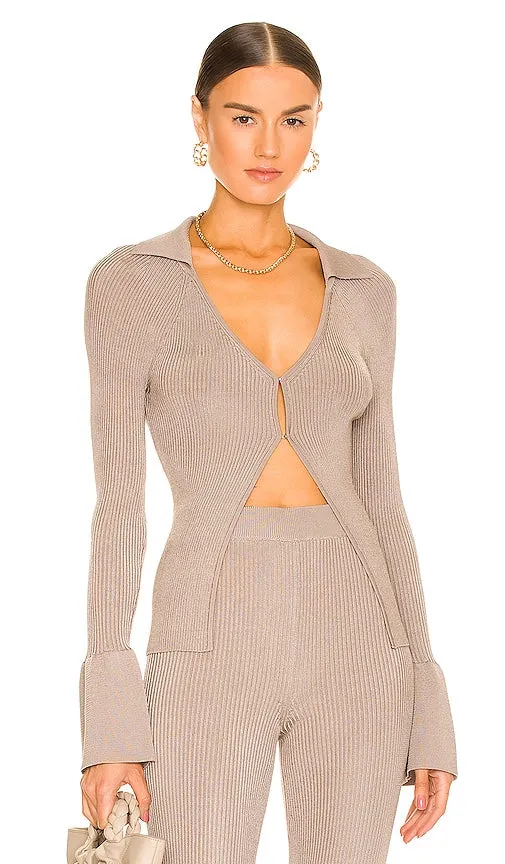 L'Academie Loch Rib Collar Sweater in Taupe