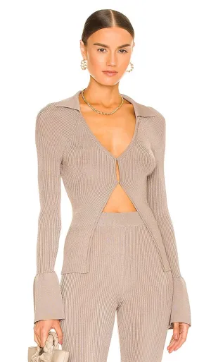 L'Academie Loch Rib Collar Sweater in Taupe