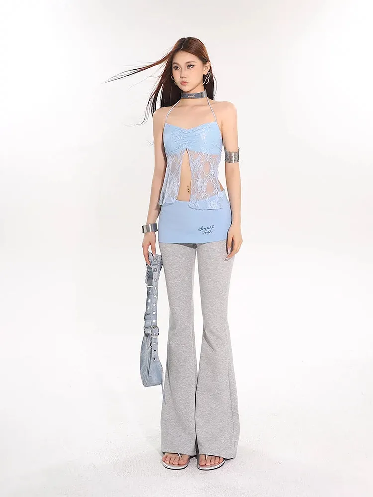 Lace Overlay Sleeveless Crop Top