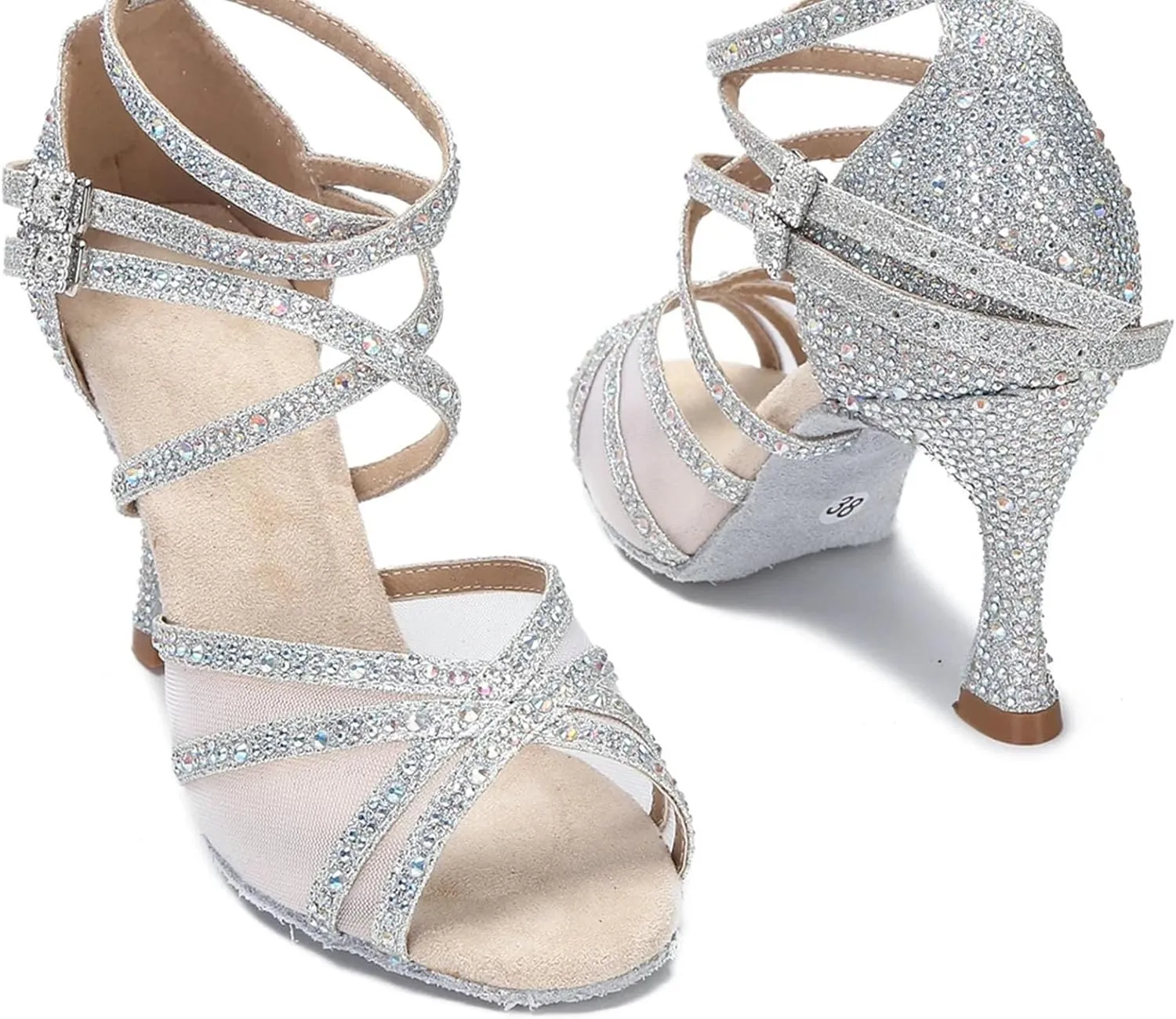 Ladies Black/Gold Sandals - Rumba Samba Ballroom Party Heels (8.5CM/3.35")