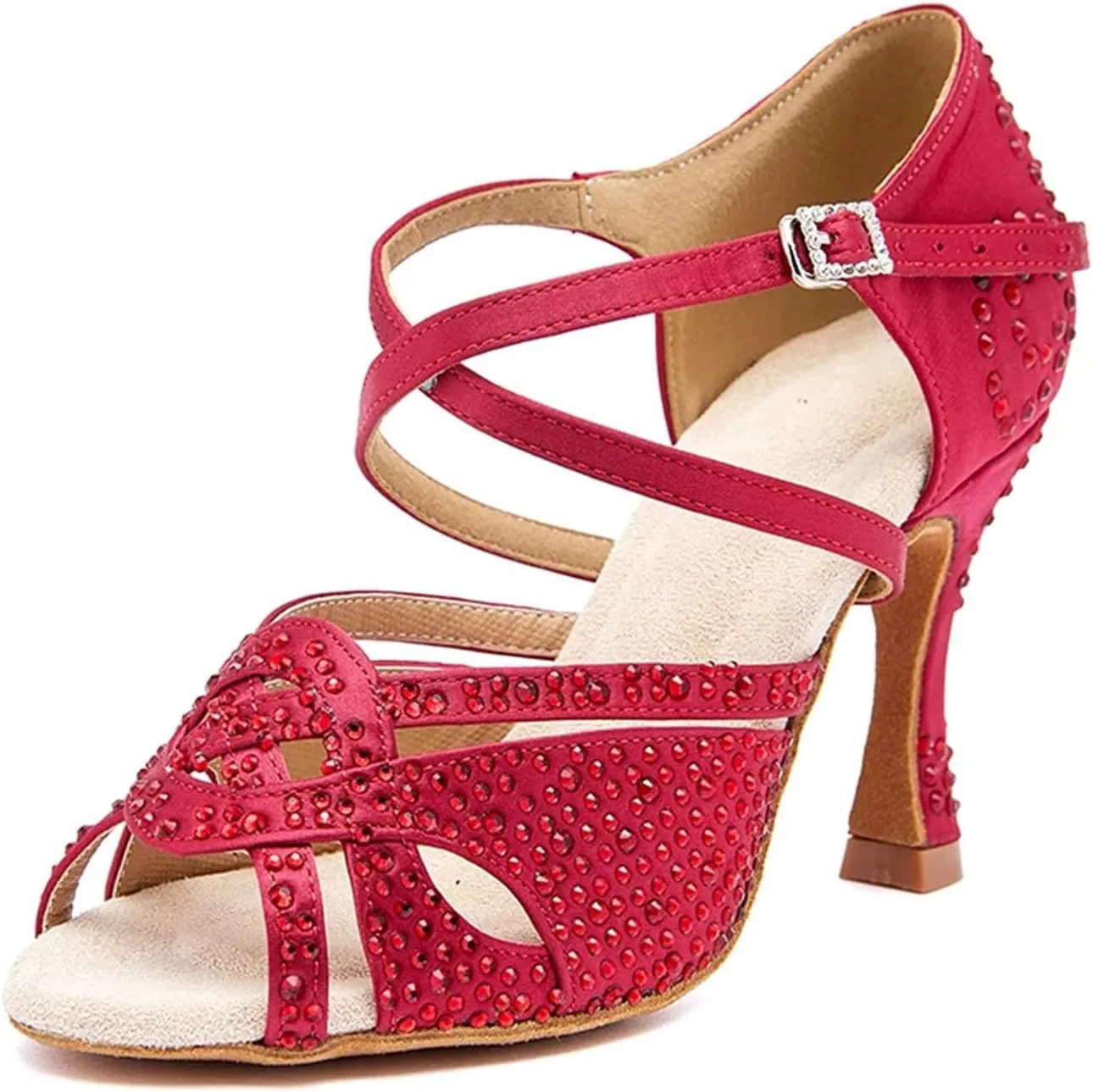Ladies Ruby-Toned Party Heels - Flexible Latex Soles for Red Carpet Dance Events (8CM/3.15")