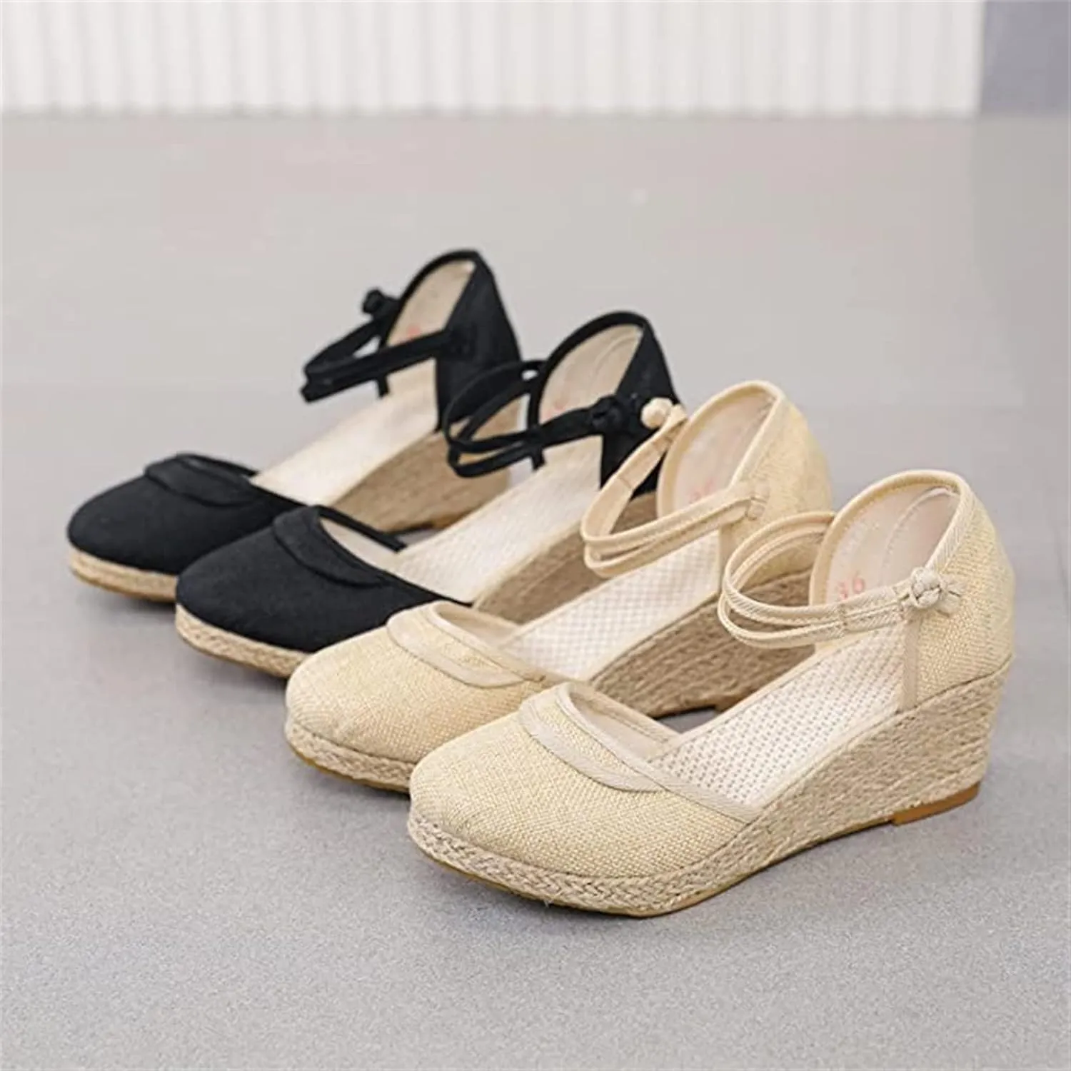 Ladmiple Closed Toe Espadrille Platform Wedge Sandals For Women Ankle Strap Slip On Fashion Casual Dressy Summer Shoes