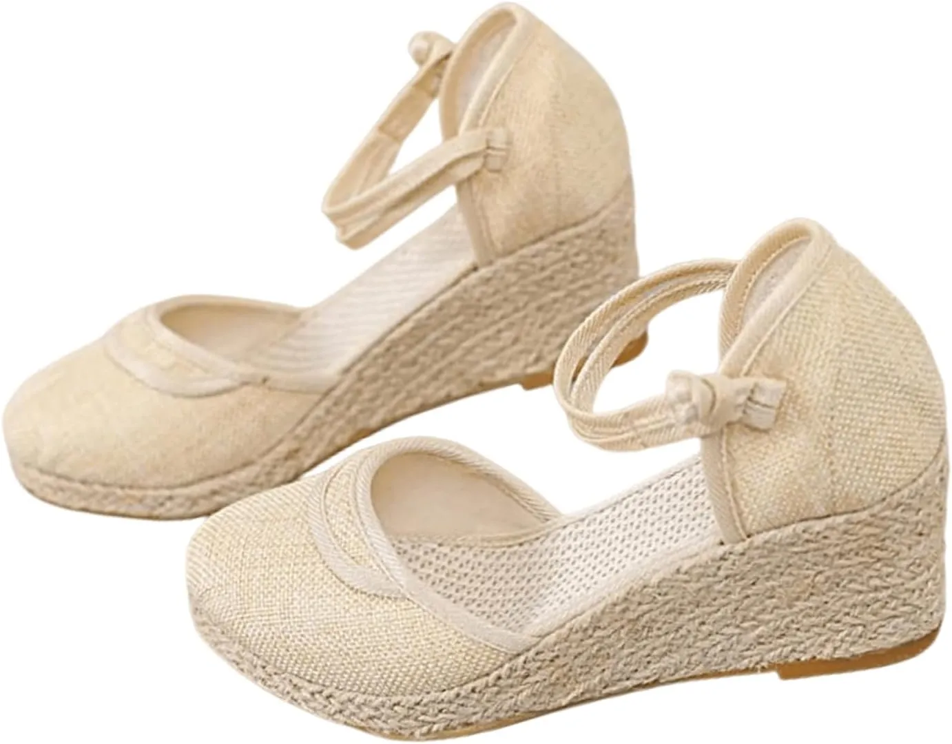 Ladmiple Closed Toe Espadrille Platform Wedge Sandals For Women Ankle Strap Slip On Fashion Casual Dressy Summer Shoes