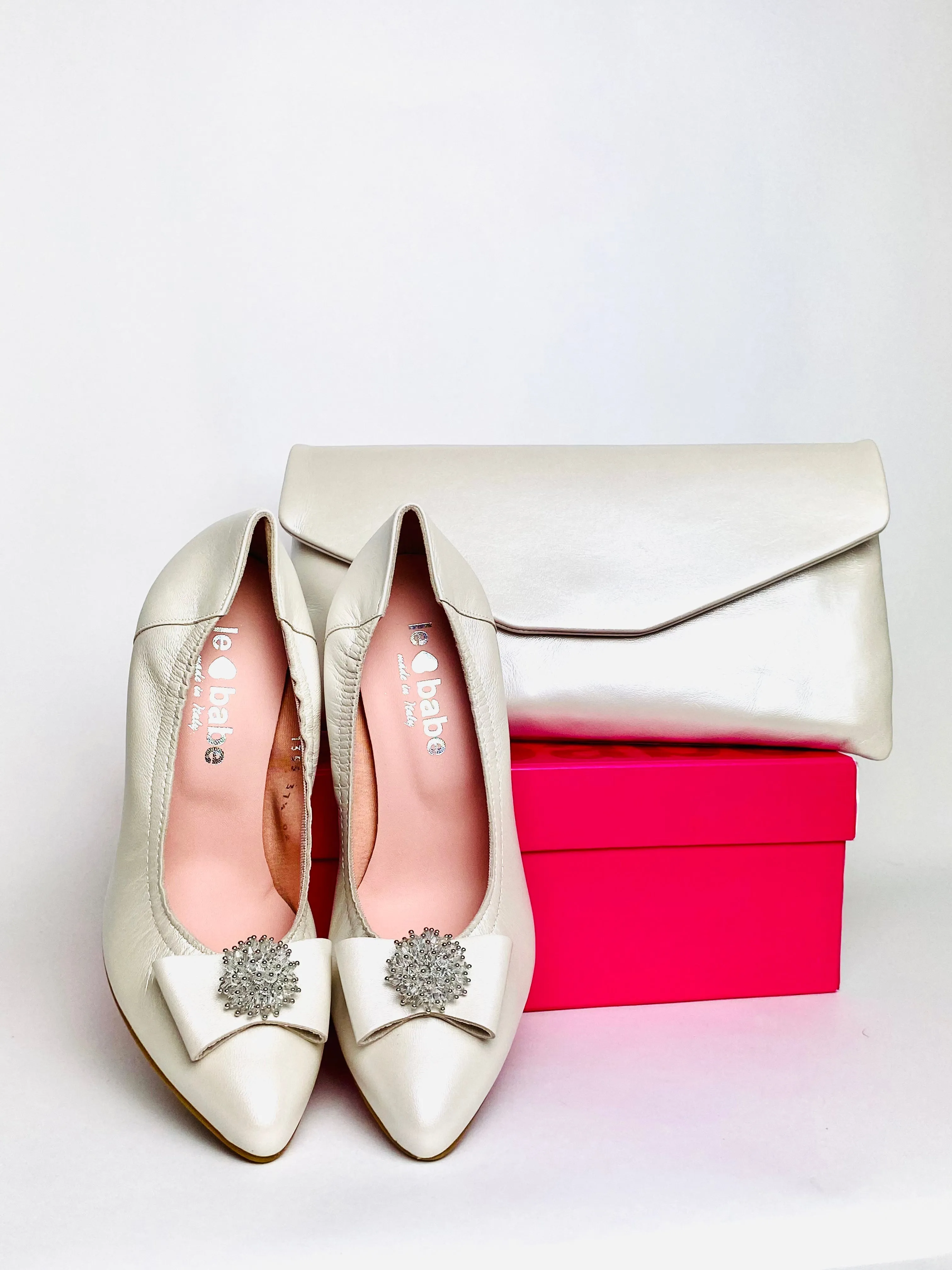 Le Babe - Ivory Cluster Med Heel Court Shoe*