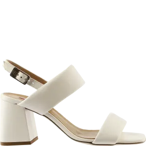 Leather Block Heel Sandals Cream