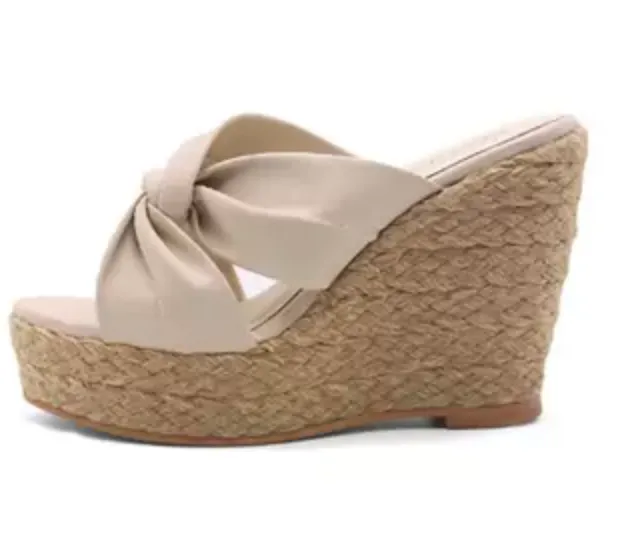 Leather Wrap Wedge Heel