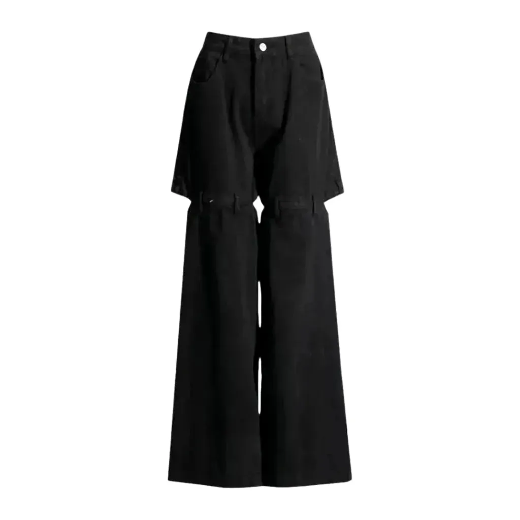 Light cutout wide-fit jeans for women