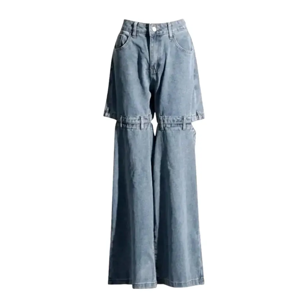 Light cutout wide-fit jeans for women