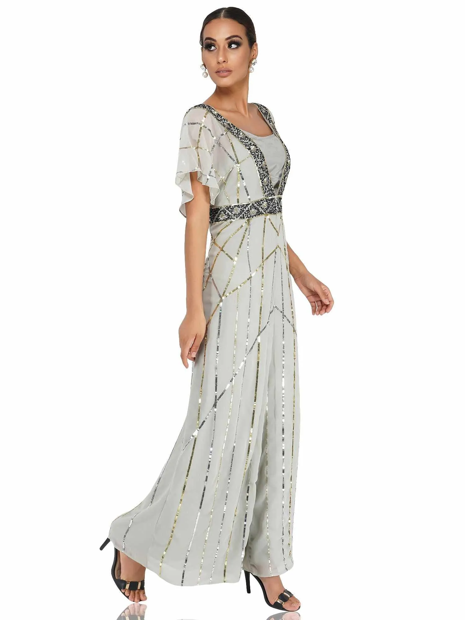 Light Grey Sunrise Sequin Jumpsuit