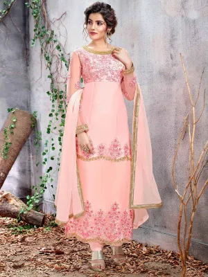 Light Pink Multi Embroidered Designer Pakistani Pant Suit