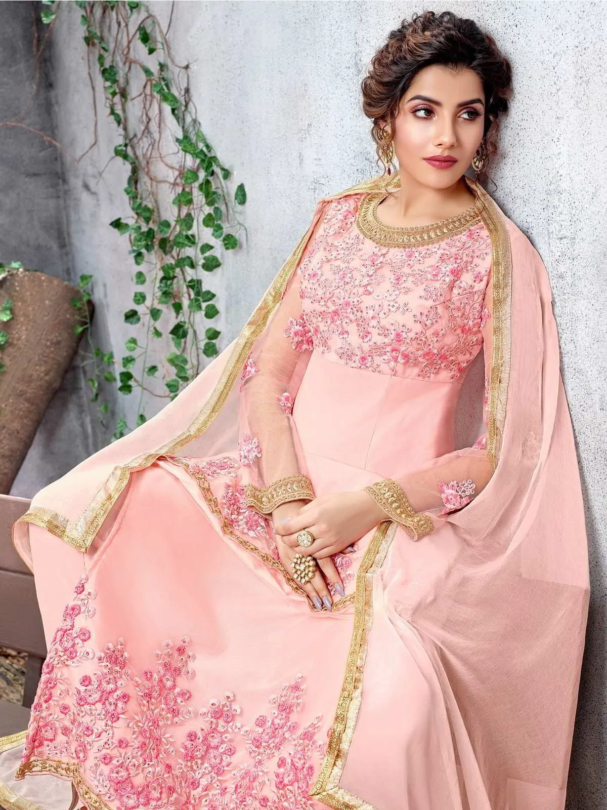 Light Pink Multi Embroidered Designer Pakistani Pant Suit