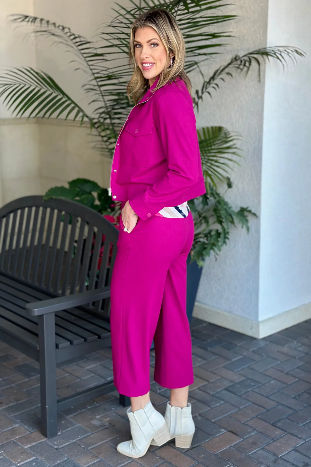 Liverpool Fuchsia Kiss Pull On Wide Leg Trouser