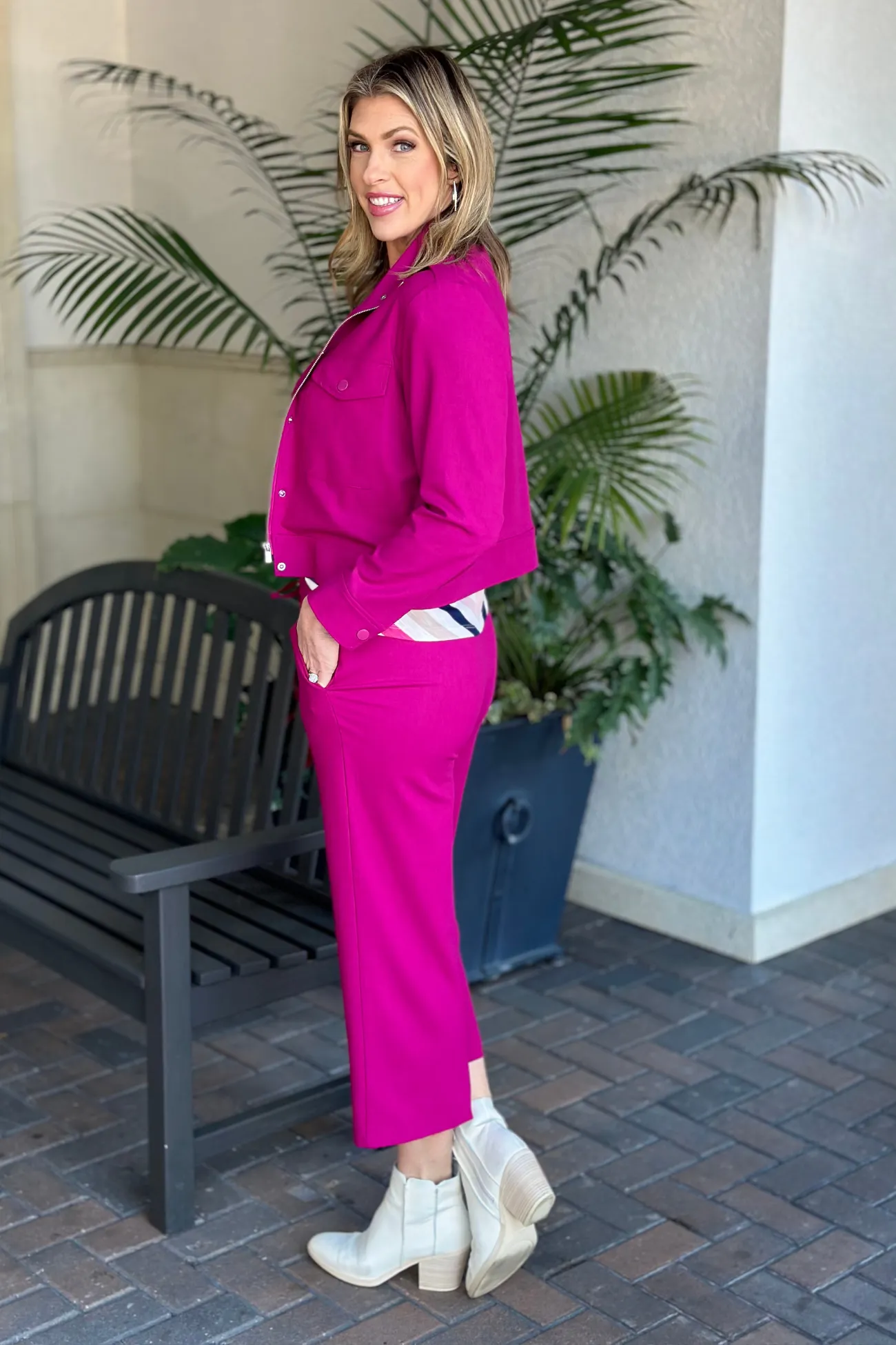 Liverpool Fuchsia Kiss Pull On Wide Leg Trouser