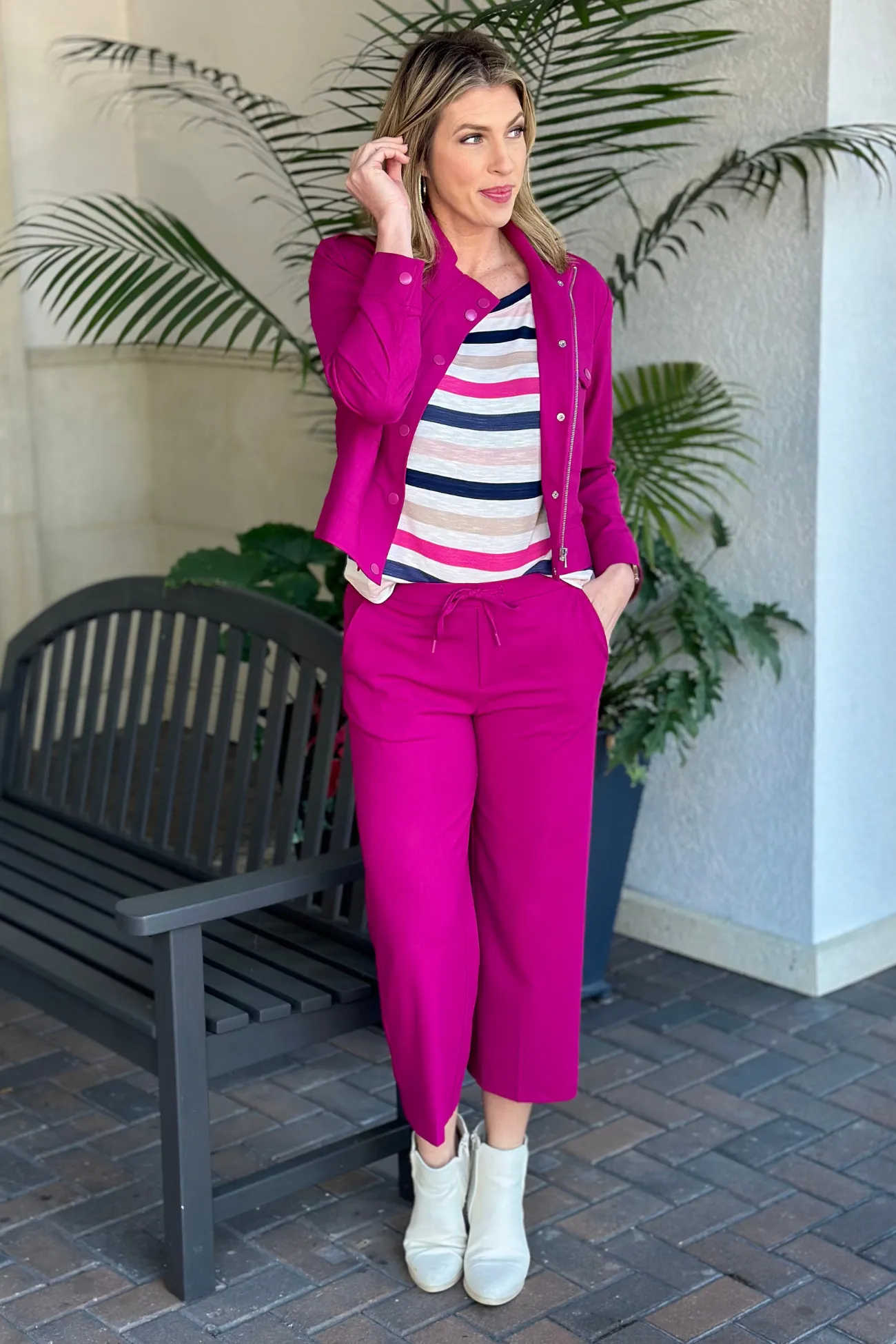 Liverpool Fuchsia Kiss Pull On Wide Leg Trouser