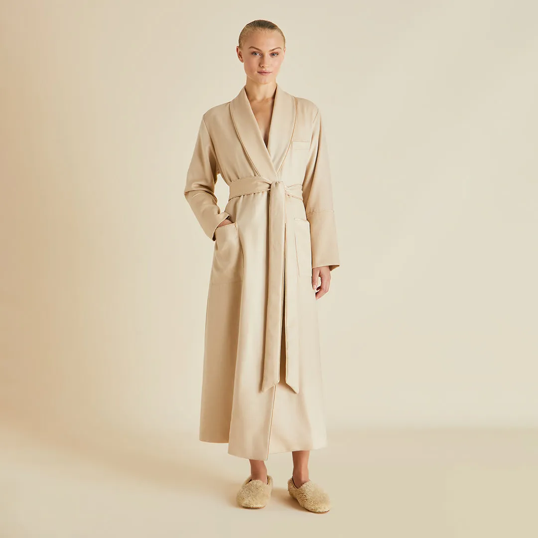 Logan Muscat Beige Robe in Cashmere