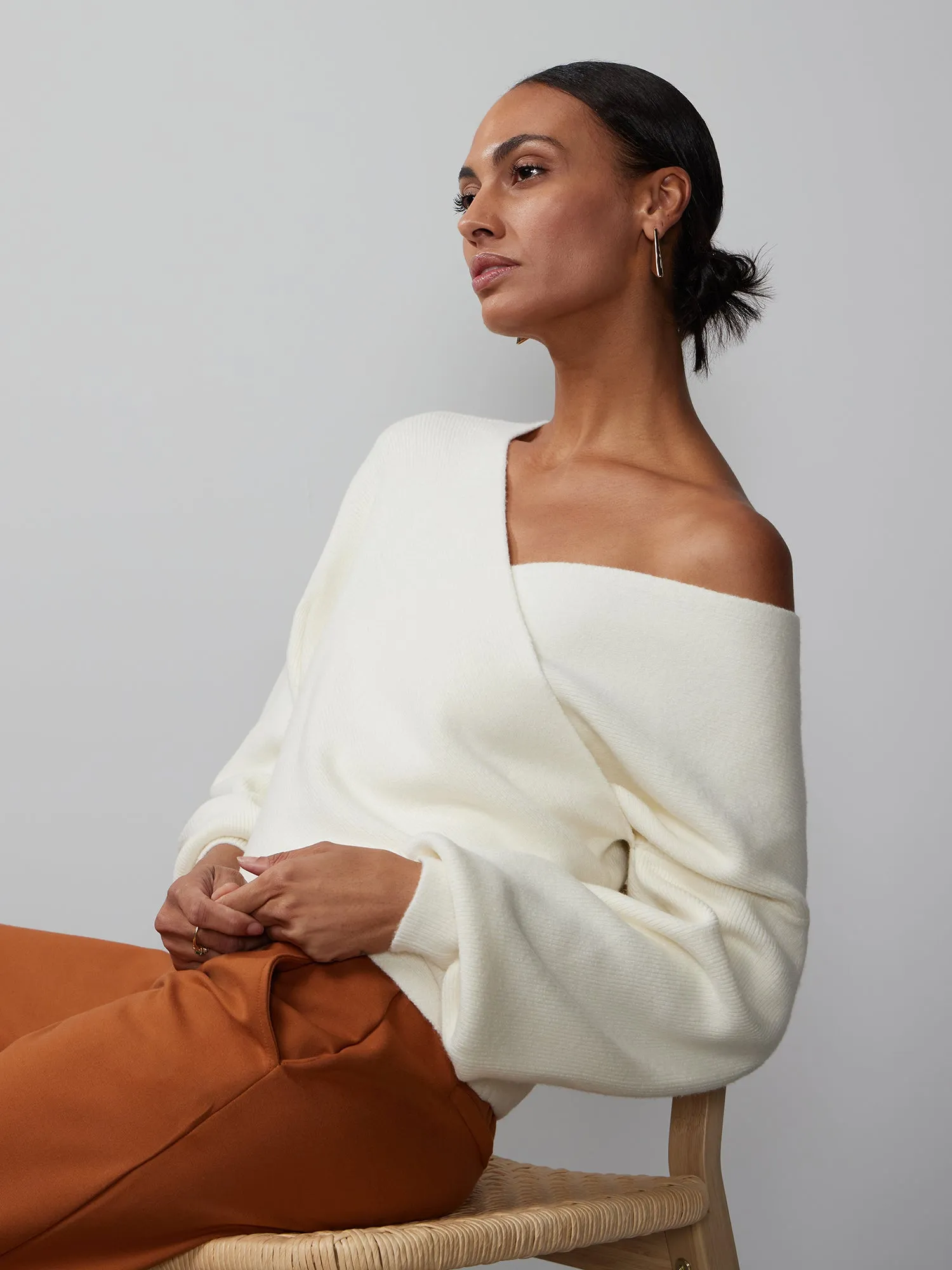 Long Sleeve Wrap Front Sweater