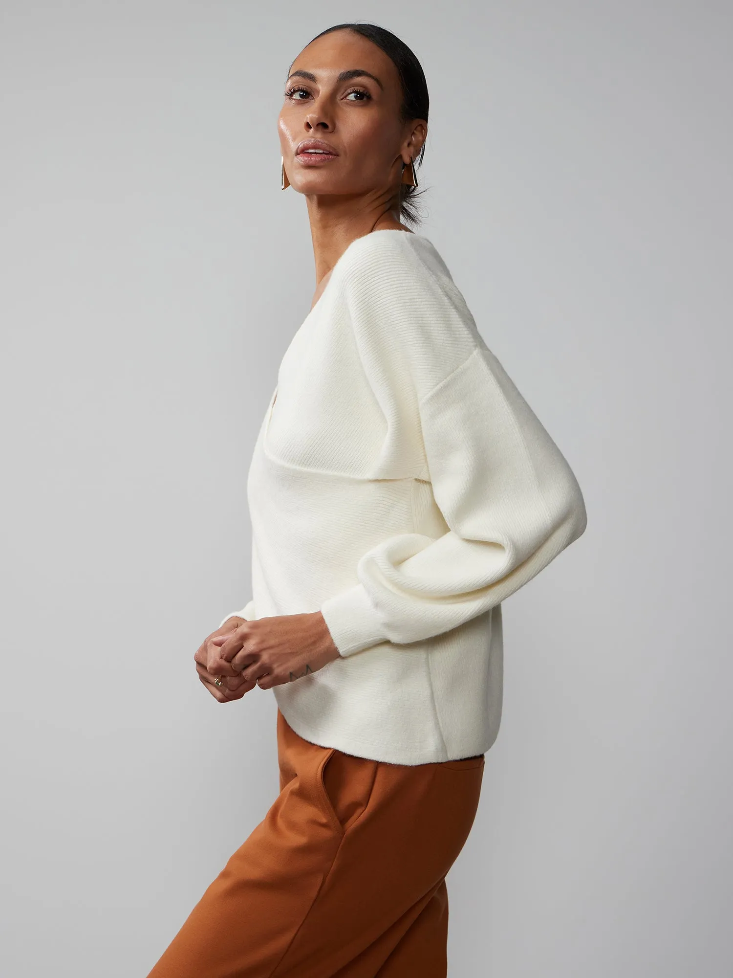 Long Sleeve Wrap Front Sweater