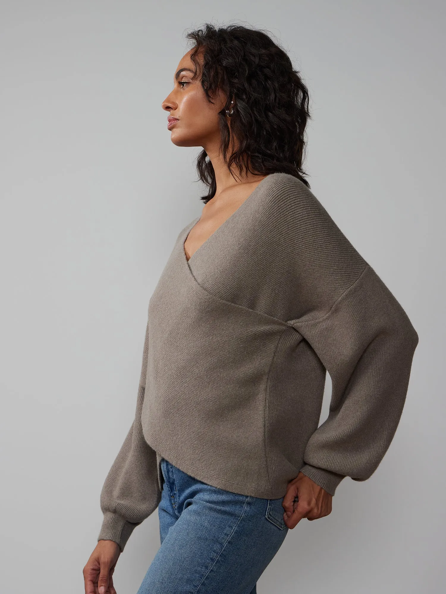 Long Sleeve Wrap Front Sweater