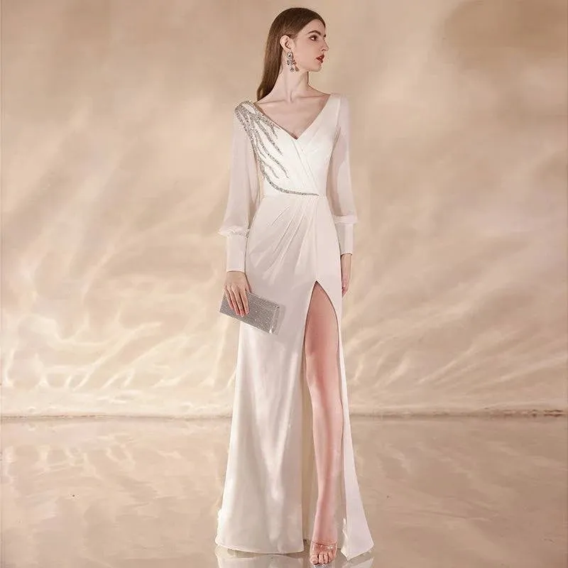 Long Sleeves Fishtail Evening Dress