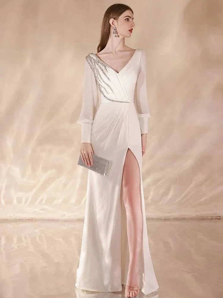 Long Sleeves Fishtail Evening Dress
