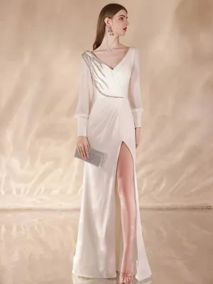 Long Sleeves Fishtail Evening Dress