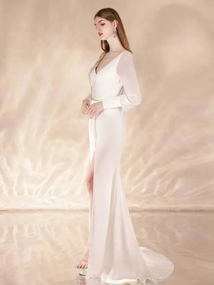 Long Sleeves Fishtail Evening Dress