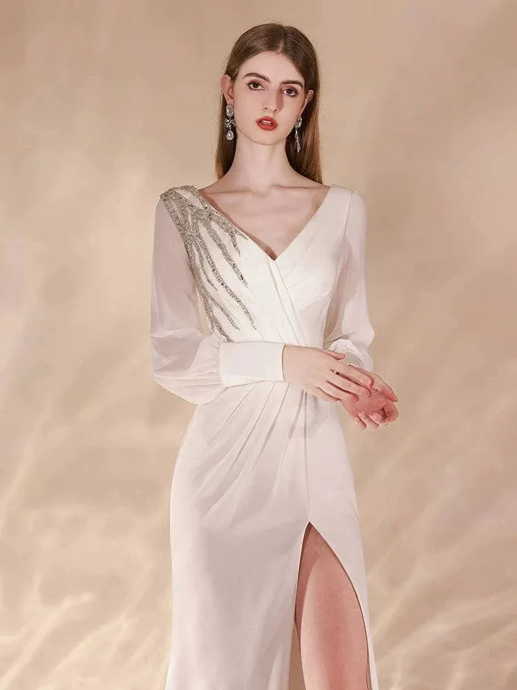 Long Sleeves Fishtail Evening Dress