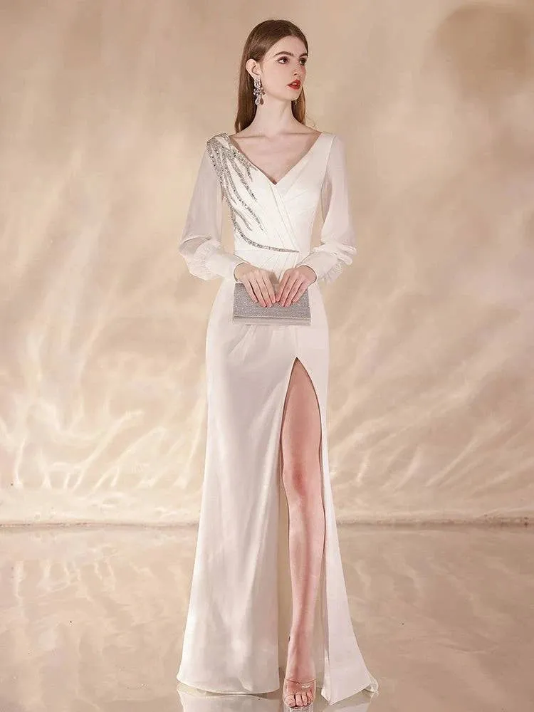Long Sleeves Fishtail Evening Dress