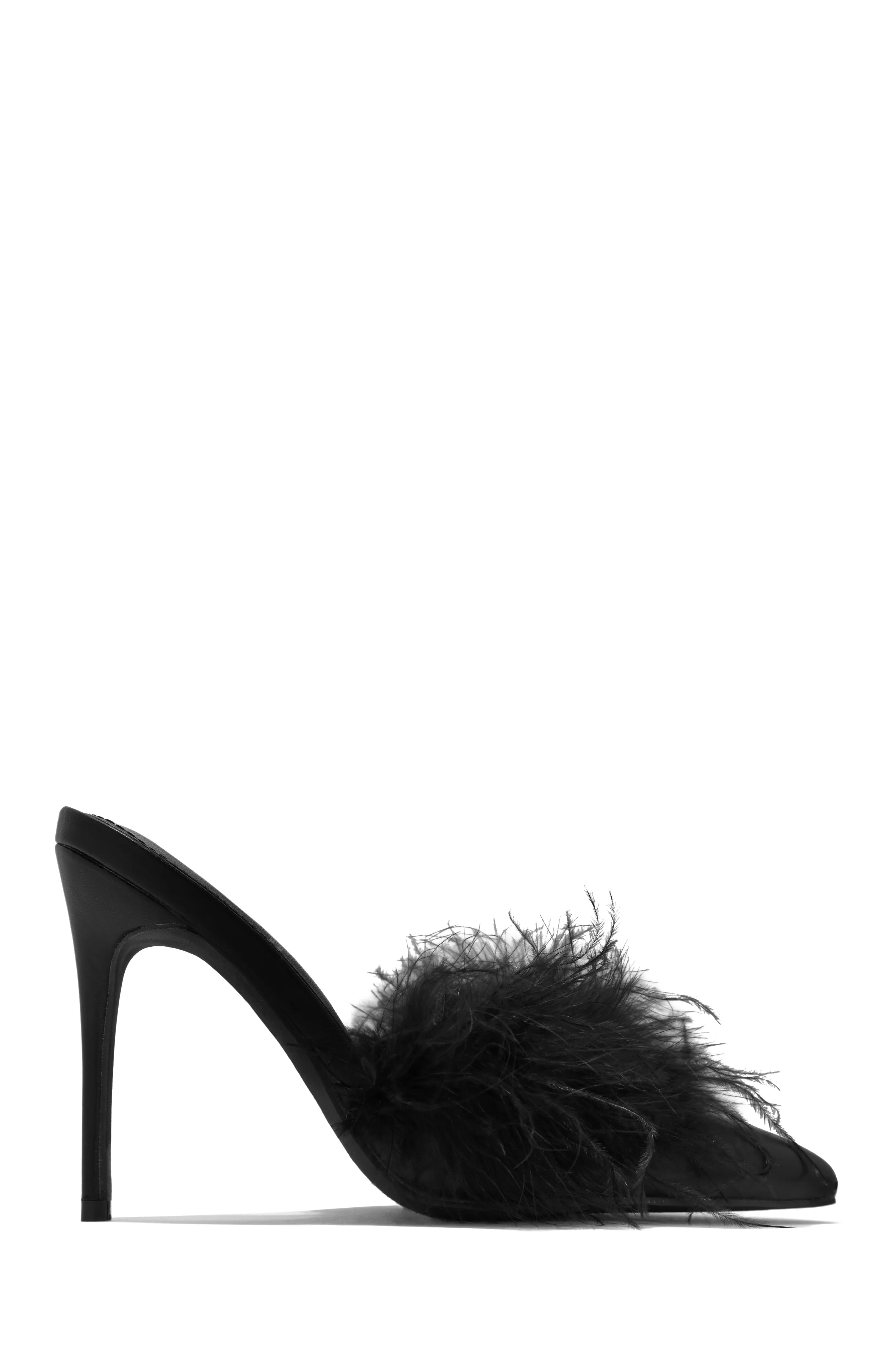 Lorelai Faux Feather Mule Heels - Lime