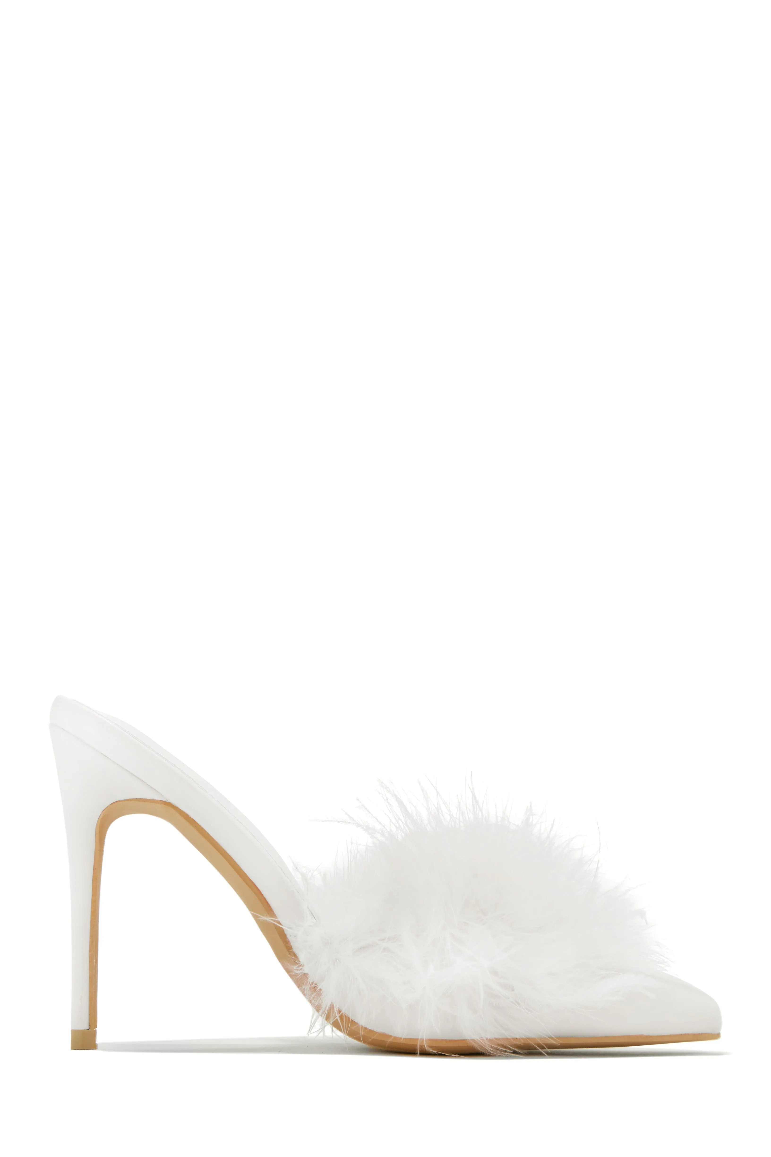 Lorelai Faux Feather Mule Heels - Lime